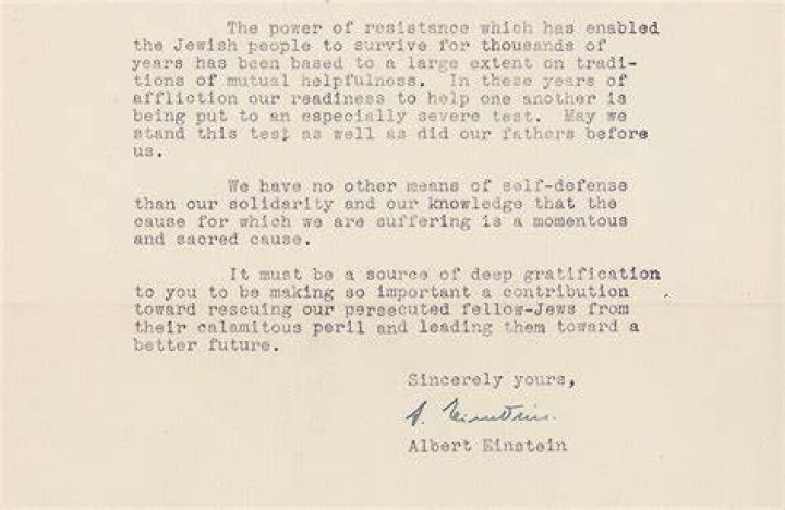 Albert Einstein Letter About Jewish Resistance