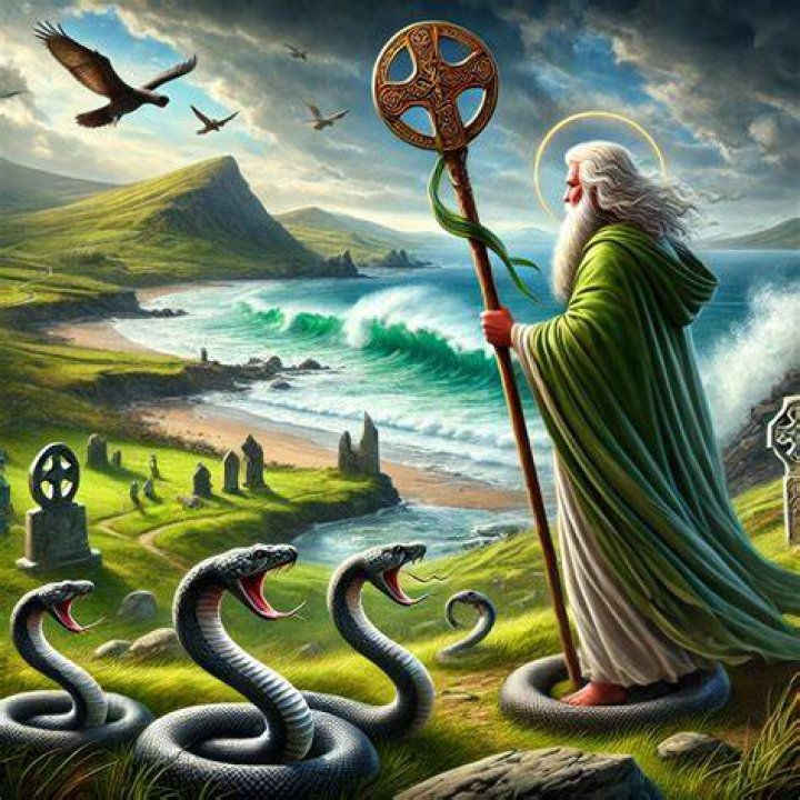 St Patrick Praying Snakes Away