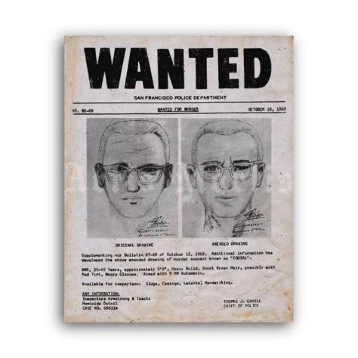 Zodiac Killer Wanted Poster